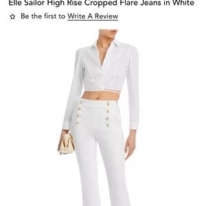 Derek Lam 10 Crosby Elle Sailor High Rise Cropped Flare Jeans in White Size 30